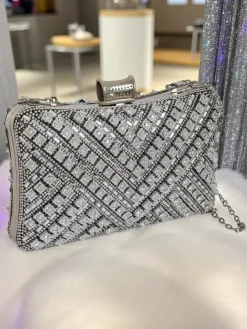 Małe Torebki^Royalfashion Kopertowa torebka damska z cyrkoniami Seraphine Glint czarny