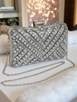 Małe Torebki^Royalfashion Kopertowa torebka damska z cyrkoniami Seraphine Glint czarny