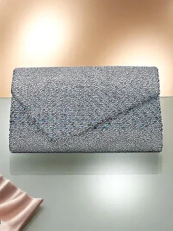 Małe Torebki^Royalfashion Kopertowa torebka damska Glam Clutch srebrny