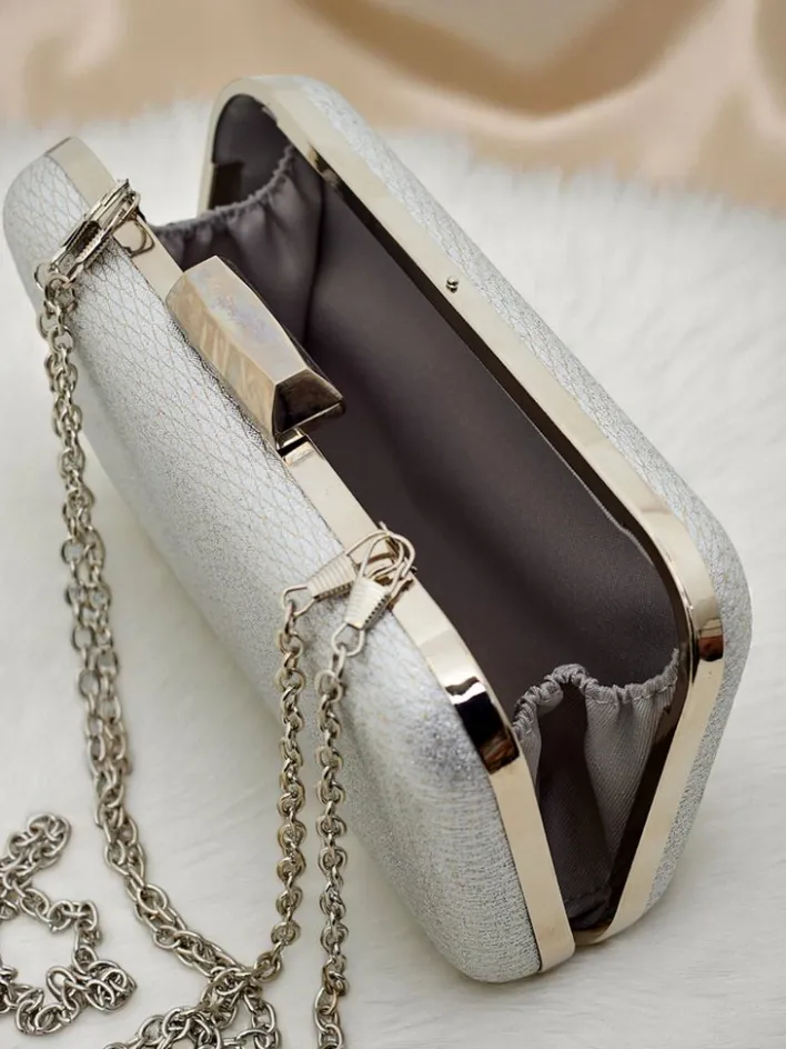Małe Torebki^Royalfashion Kopertowa torebka damska Lumi Clutch srebrny