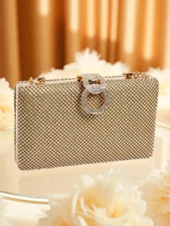 Małe Torebki^Royalfashion Kopertowa torebka damska z cyrkoniami Armeddo złoty