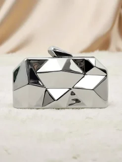 Małe Torebki^Royalfashion Kopertowa torebka damska Metal Muse srebrny