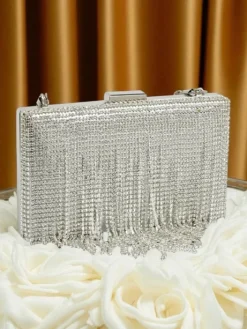 Małe Torebki^Royalfashion Kopertowa torebka damska z cyrkoniami Frendello srebrny