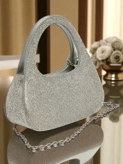 Małe Torebki^Royalfashion Kopertowa torebka damska z cyrkoniami Myra Quill srebrny