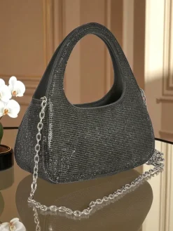 Małe Torebki^Royalfashion Kopertowa torebka damska z cyrkoniami Myra Quill czarny