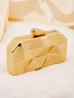 Małe Torebki^Royalfashion Kopertowa torebka damska Metal Muse złoty