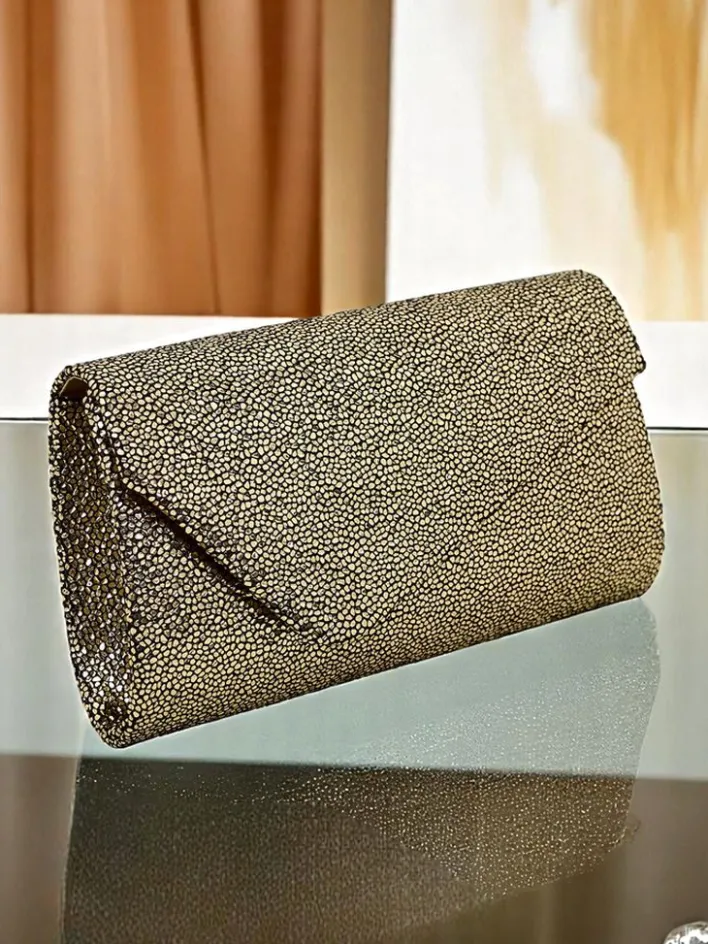 Małe Torebki^Royalfashion Kopertowa torebka damska Glam Clutch złoty