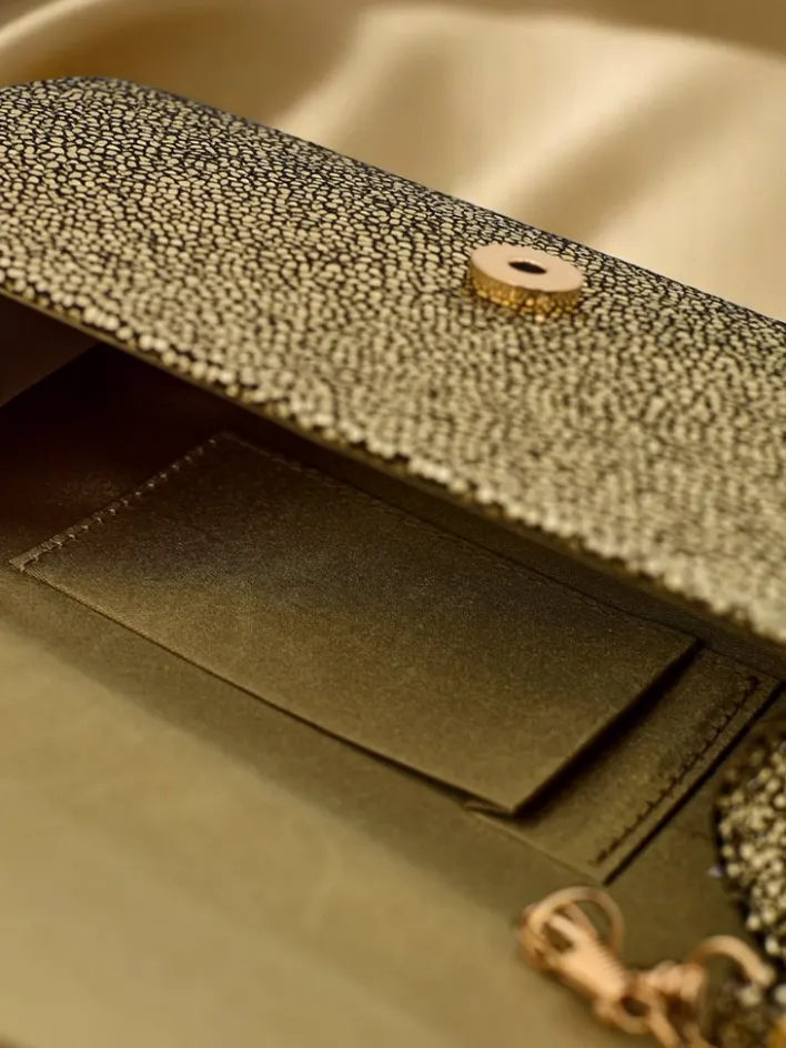 Małe Torebki^Royalfashion Kopertowa torebka damska Glam Clutch złoty