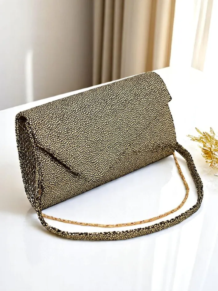 Małe Torebki^Royalfashion Kopertowa torebka damska Glam Clutch złoty