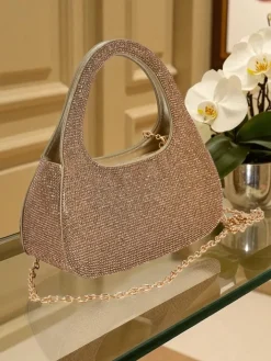 Małe Torebki^Royalfashion Kopertowa torebka damska z cyrkoniami Myra Quill złoty