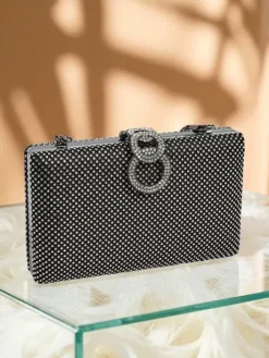 Małe Torebki^Royalfashion Kopertowa torebka damska z cyrkoniami Armeddo czarny