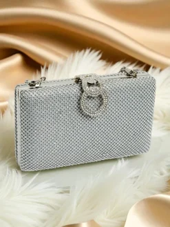 Małe Torebki^Royalfashion Kopertowa torebka damska z cyrkoniami Armeddo srebrny