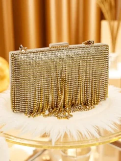 Małe Torebki^Royalfashion Kopertowa torebka damska z cyrkoniami Frendello złoty