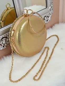 Małe Torebki^Royalfashion Kopertowa torebka damska z cyrkoniami Elira Noir złoty