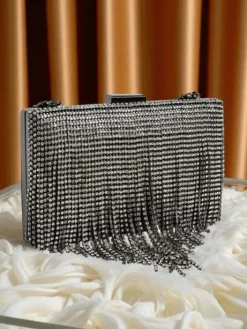 Małe Torebki^Royalfashion Kopertowa torebka damska z cyrkoniami Frendello czarny