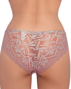 Figi^Royalfashion Koronkowe majtki damskie typu figi w m kolorze brązowy