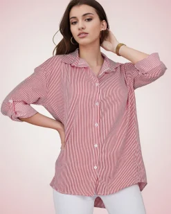 Bluzki / Koszule / Koszulki^Royalfashion Koszula damska w paski czerwony