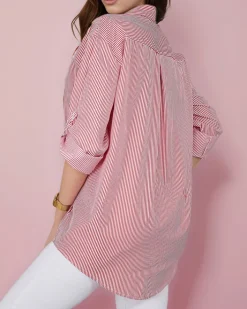 Bluzki / Koszule / Koszulki^Royalfashion Koszula damska w paski czerwony