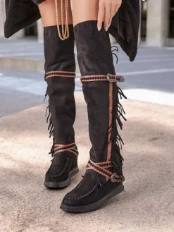 Kozaki Na Obcasie|Kozaki Bez Ocieplenia^Royalfashion Kozaki damskie za kolano Eliferse czarny