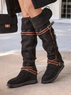 Kozaki Na Obcasie|Kozaki Bez Ocieplenia^Royalfashion Kozaki damskie za kolano Eliferse czarny