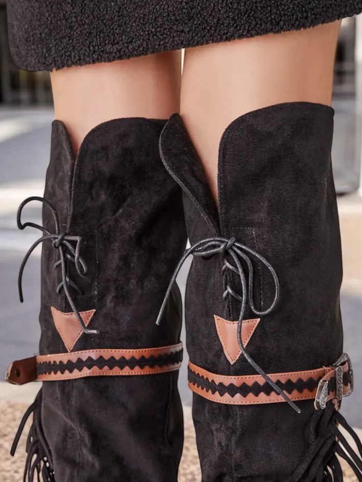 Kozaki Na Obcasie|Kozaki Bez Ocieplenia^Royalfashion Kozaki damskie za kolano Eliferse czarny