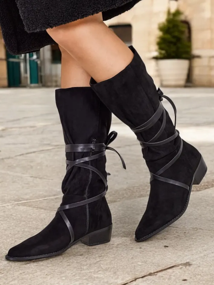 Kozaki Bez Ocieplenia^Royalfashion Kozaki na niskim obcasie Rolizoo czarny