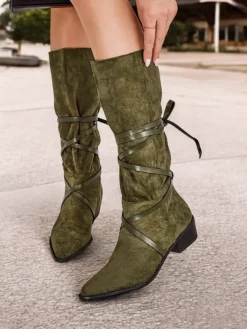 Kozaki Bez Ocieplenia^Royalfashion Kozaki na niskim obcasie Rolizoo zielony