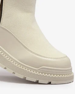 Botki Z Grubym Ociepleniem|Botki Na Płaskim Obcasie^Royalfashion owe botki damskie Mefina krem