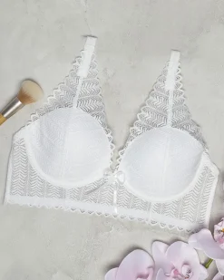 Bralet|Codzienne^Royalfashion owy damski biustonosz koronkowy krem