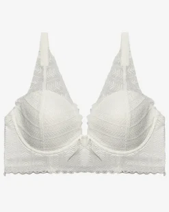 Bralet|Codzienne^Royalfashion owy damski biustonosz koronkowy krem