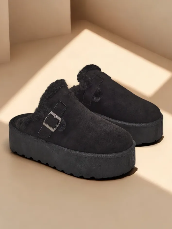 Botki Z Delikatnym Ociepleniem|Śniegowce^Royalfashion Krótkie buty a'la śniegowce bez pięty damskie Poctes czarny