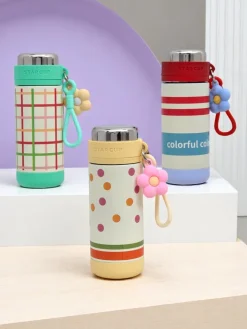 Akcesoria^Royalfashion Kubek termiczny termos z zawieszką Keep Young żółty