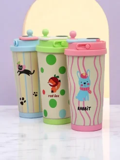 Akcesoria^Royalfashion Kubek termiczny z ustnikiem i czujnikiem temperatury Cute Animals różowy