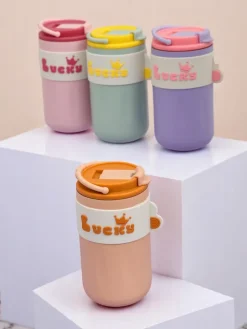 Akcesoria^Royalfashion Kubek termiczny na kawę Lucky Coffe pomarańczowy