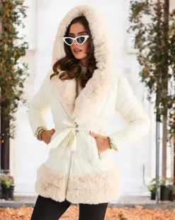 Kurtki / Marynarki / Płaszcze^Royalfashion Kurtka damska zimowa Ecru