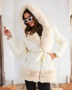 Kurtki / Marynarki / Płaszcze^Royalfashion Kurtka damska zimowa Ecru