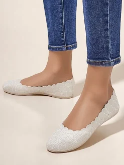 Baleriny Klasyczne^Royalfashion Kwiatowe damskie baleriny Magerro beżowy