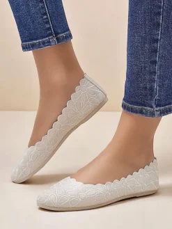 Baleriny Klasyczne^Royalfashion Kwiatowe damskie baleriny Magerro beżowy