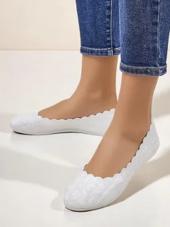 Baleriny Klasyczne^Royalfashion Kwiatowe damskie baleriny Magerro biały