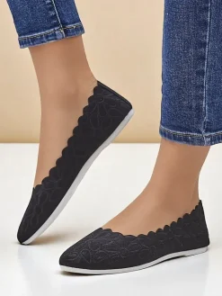 Baleriny Klasyczne^Royalfashion Kwiatowe damskie baleriny Magerro czarny