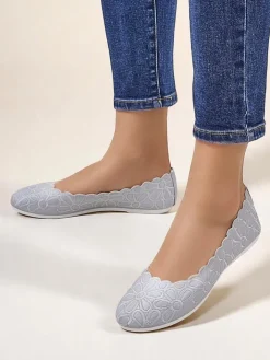 Baleriny Klasyczne^Royalfashion Kwiatowe damskie baleriny Magerro gołębi szary