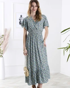 Sukienki Letnie|Sukienki Długie^Royalfashion Kwiecista damska sukienka midi fioletowy