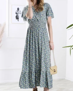 Sukienki Letnie|Sukienki Długie^Royalfashion Kwiecista damska sukienka midi fioletowy