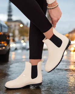 Kalosze Lakierowane^Royalfashion Lakierowane damskie kalosze Serisma beżowy