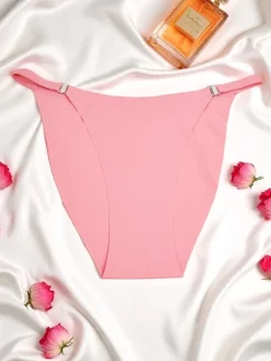 Figi|Brazyliany^Royalfashion Laserowo cięte Majtki damskie typu brazylijskie figi Silky Brazylian różowy