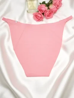 Figi|Brazyliany^Royalfashion Laserowo cięte Majtki damskie typu brazylijskie figi Silky Brazylian różowy