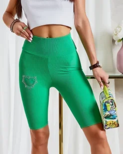 Spodenki 3/4|Legginsy / Tregginsy^Royalfashion Legginsy damskie kolarki w kolorze m zielony