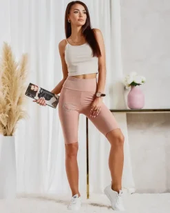 Spodenki 3/4|Krótkie Spodenki^Royalfashion Legginsy damskie kolarki w kolorze jasnobrązowym jasny brązowy