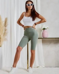 Spodenki 3/4|Krótkie Spodenki^Royalfashion Legginsy damskie kolarki w kolorze khaki