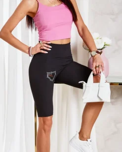 Spodenki 3/4|Krótkie Spodenki^Royalfashion Legginsy damskie kolarki w kolorze m czarny